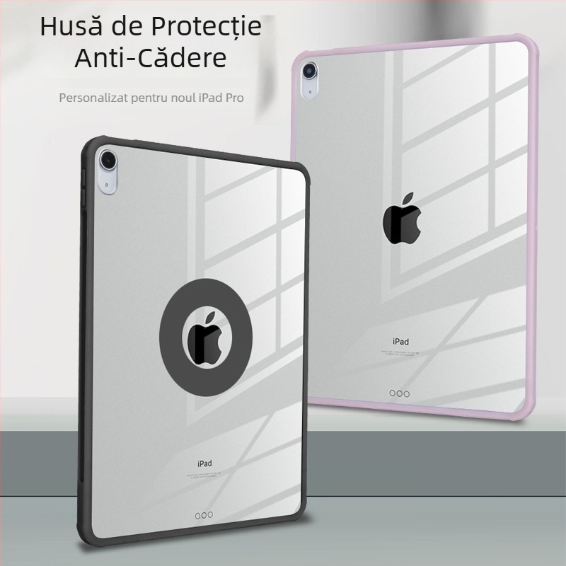 Husă transparentă din PC pentru iPad 2024 Air 10.9, Pro 11, 10.2 – finisaj mat, magnetică, protecție anti-cadere, șocuri