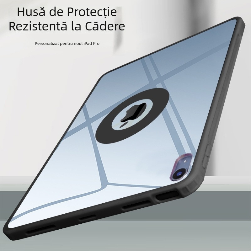 Husă transparentă din PC pentru iPad 2024 Air 10.9, Pro 11, 10.2 – finisaj mat, magnetică, protecție anti-cadere, șocuri
