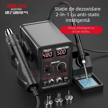 Stație 2 în 1 cu aer cald 858D, desoldering și fier de lipit fără plumb, pentru reparații la telefoane mobile și calculatoare