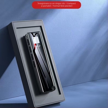 Stilou de înregistrare - Înregistrare cu un singur clic; MP3/WAV; microfon omnidirecțional 360°; microfon dual; card TF; ecran LCD color