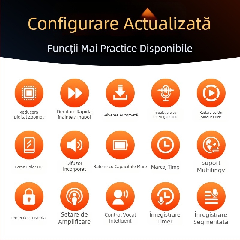 Boston A20S înregistrator de voce cu reducere a zgomotului, înregistrare de 12 ore, suport pentru card TF, USB 2.0, până la 999 înregistrări