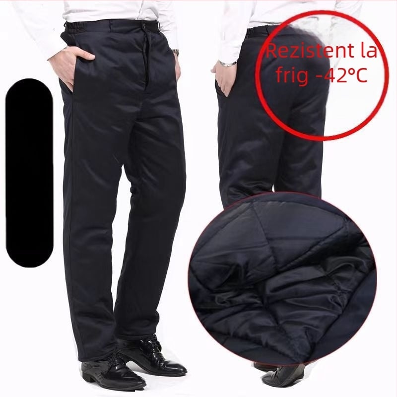 Set jachetă și pantaloni de iarnă pentru bărbați, din piele artificială, gros, umplutură din mătase-bumbac, Iarna 2025