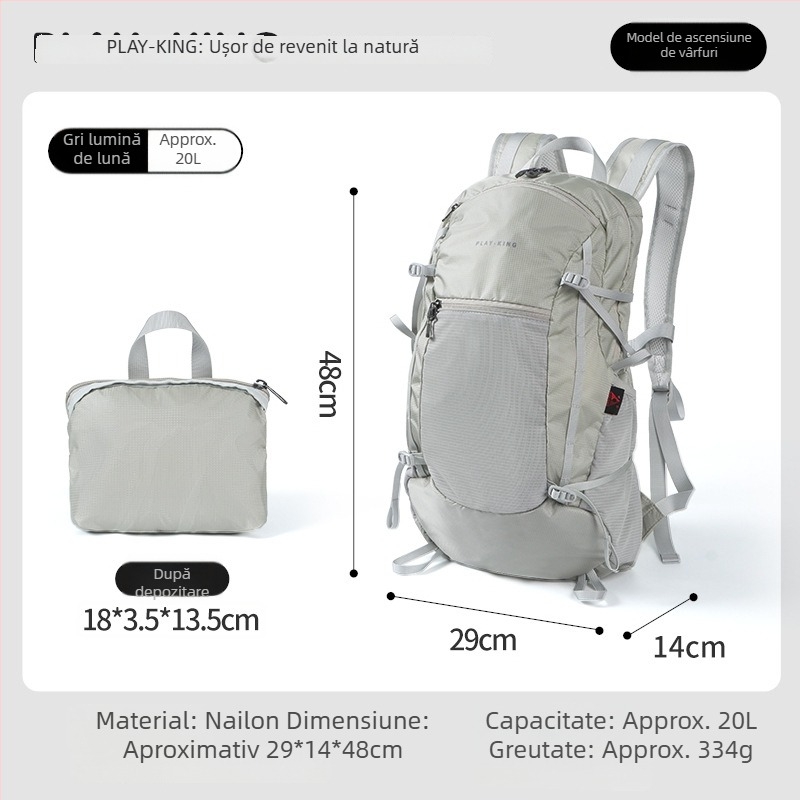 PlayKing Rucsac de drumeție – ultraușor din nailon, unisex, capacitate extensibilă, reduce povara, depozitare compactă
