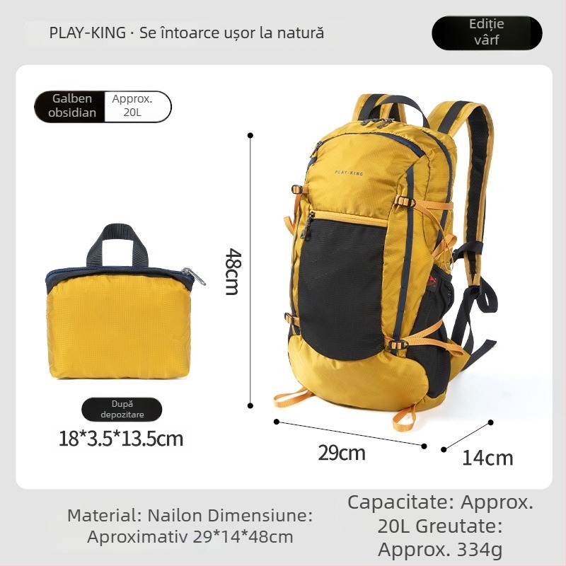 PlayKing Rucsac de drumeție – ultraușor din nailon, unisex, capacitate extensibilă, reduce povara, depozitare compactă