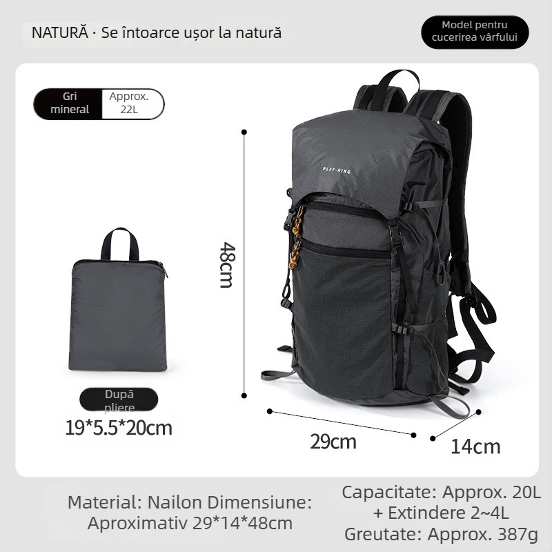 PlayKing Rucsac de drumeție – ultraușor din nailon, unisex, capacitate extensibilă, reduce povara, depozitare compactă