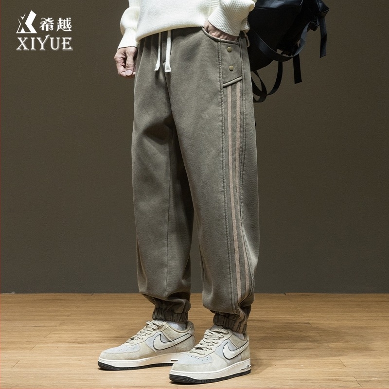 Pantaloni sport bărbați cu fleece, croială dreaptă, talie mijlocie-înaltă, țesătură Lyocell