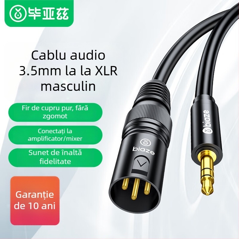 Cablu de extensie audio, 1 m, Biaz, conector masculin-feminin, certificare K66