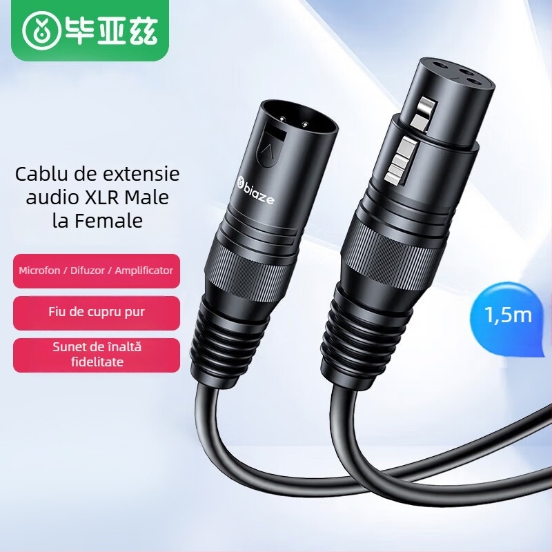 Cablu audio Biaz, conector masculin către feminin, pentru dispozitive digitale, Material nucleu: Alt, Fir: PVC standard, Certificare: K66