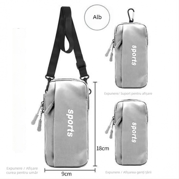 Geantă de braț pentru telefonul Huawei, unisex, material PU, purtare cross-body sau în talie, pentru ciclism