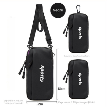 Geantă de braț pentru telefonul Huawei, unisex, material PU, purtare cross-body sau în talie, pentru ciclism