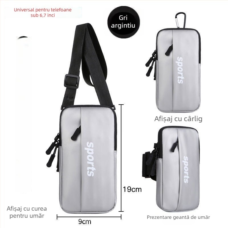 Geantă de braț pentru telefonul Huawei, unisex, material PU, purtare cross-body sau în talie, pentru ciclism