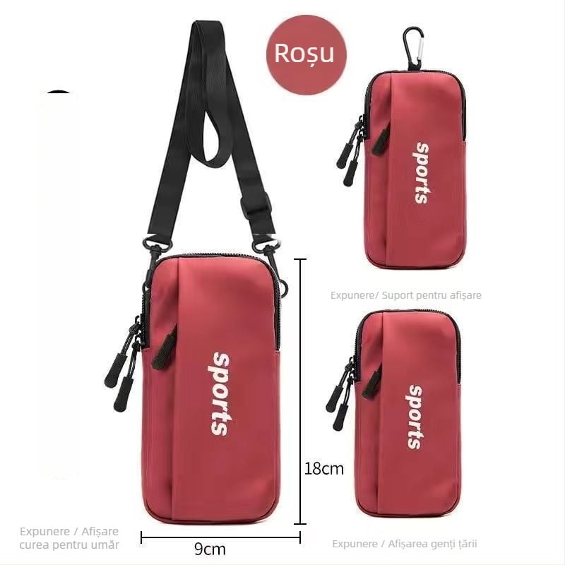 Geantă de braț pentru telefonul Huawei, unisex, material PU, purtare cross-body sau în talie, pentru ciclism