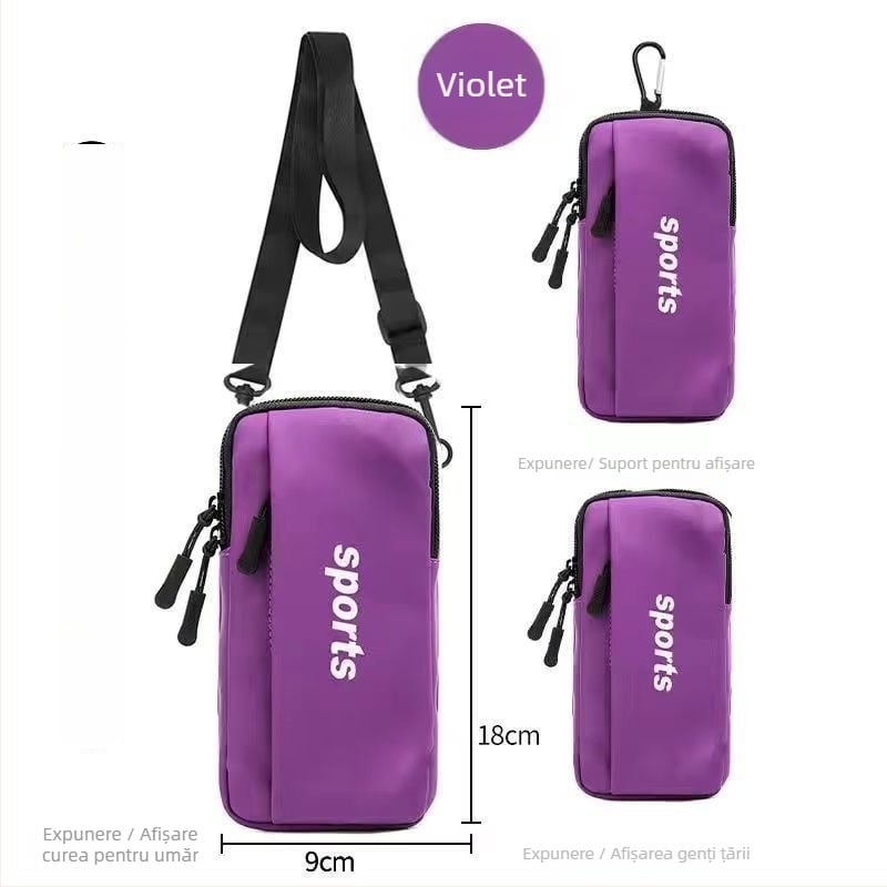 Geantă de braț pentru telefonul Huawei, unisex, material PU, purtare cross-body sau în talie, pentru ciclism