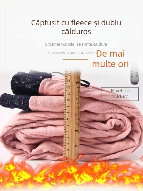 Pantaloni de damă din puf pentru iarnă, groși, croială dreaptă, talie înaltă, umplutură din puf de rață alb 80-90%