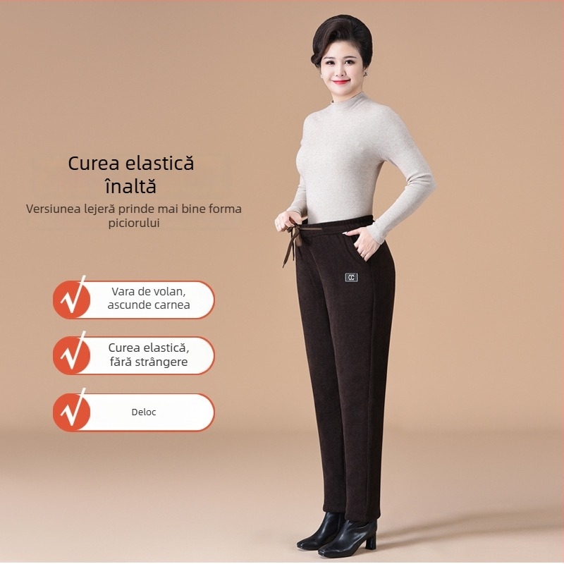 Pantaloni dama talie înaltă, croială dreaptă, cașmir 95%+, microelasticitate, toamnă 2024