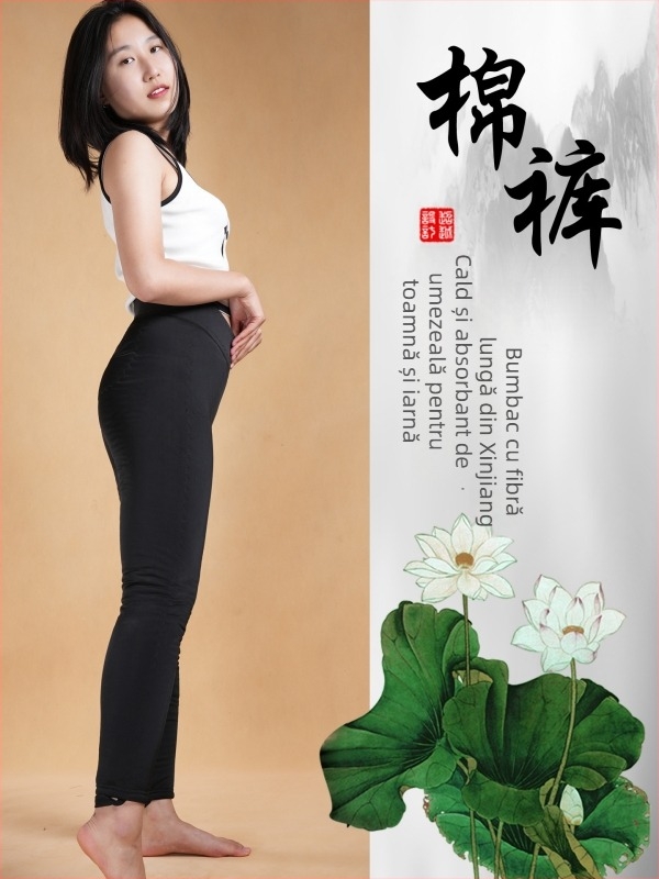 Pantaloni termici de damă, exterior nylon și umplutură din bumbac, talie înaltă, croială drept creion, toamnă-iarnă 2023