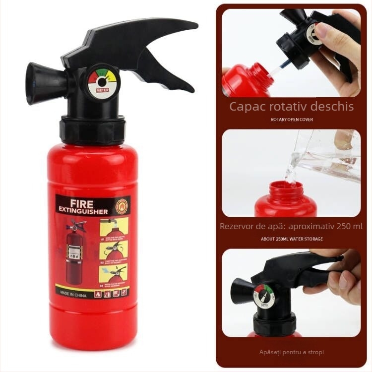 Set de pompieri pentru copii: pistol cu apă, cască, rucsac cu compartiment retractabil și stingător simulativ (din plastic) pentru 4–6 ani