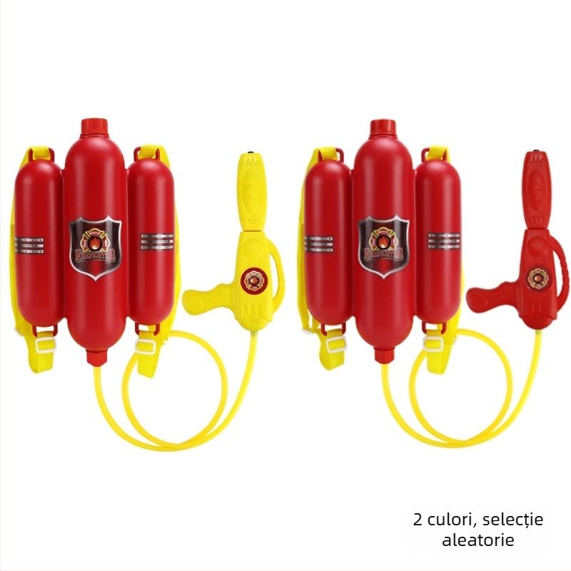 Set de pompieri pentru copii: pistol cu apă, cască, rucsac cu compartiment retractabil și stingător simulativ (din plastic) pentru 4–6 ani