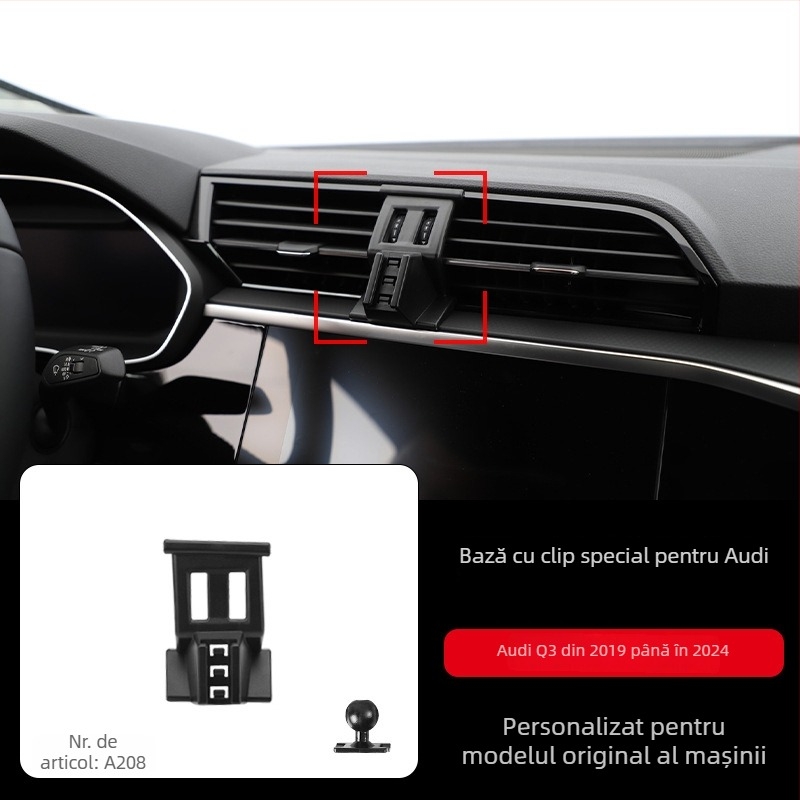Suport de telefon pentru panoul de instrumente Audi cu bază snap-on, compatibil cu A3/A4L/A5/A6LL și Q2/Q3/Q5L/Q7