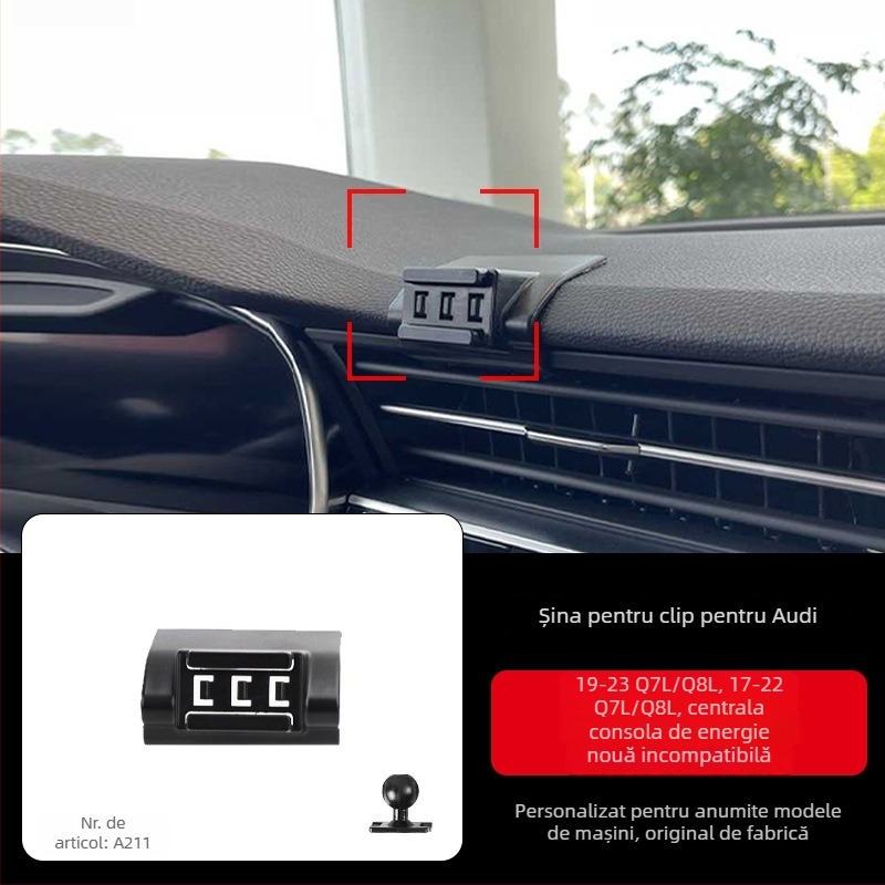 Suport de telefon pentru panoul de instrumente Audi cu bază snap-on, compatibil cu A3/A4L/A5/A6LL și Q2/Q3/Q5L/Q7