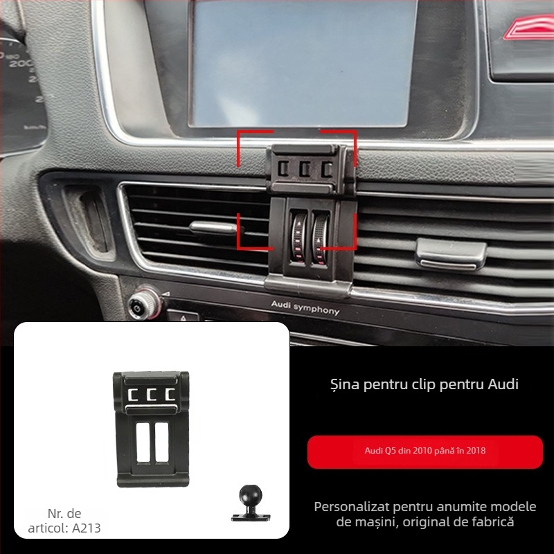 Suport de telefon pentru panoul de instrumente Audi cu bază snap-on, compatibil cu A3/A4L/A5/A6LL și Q2/Q3/Q5L/Q7
