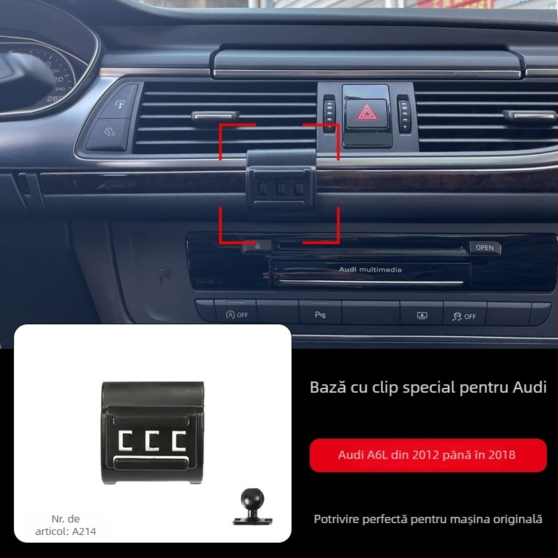 Suport de telefon pentru panoul de instrumente Audi cu bază snap-on, compatibil cu A3/A4L/A5/A6LL și Q2/Q3/Q5L/Q7