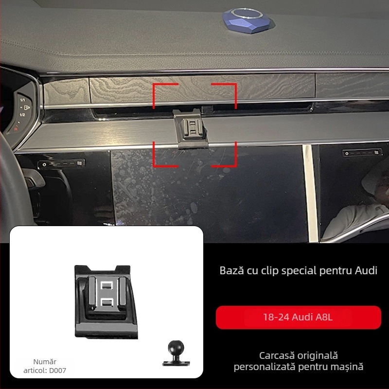 Suport de telefon pentru panoul de instrumente Audi cu bază snap-on, compatibil cu A3/A4L/A5/A6LL și Q2/Q3/Q5L/Q7