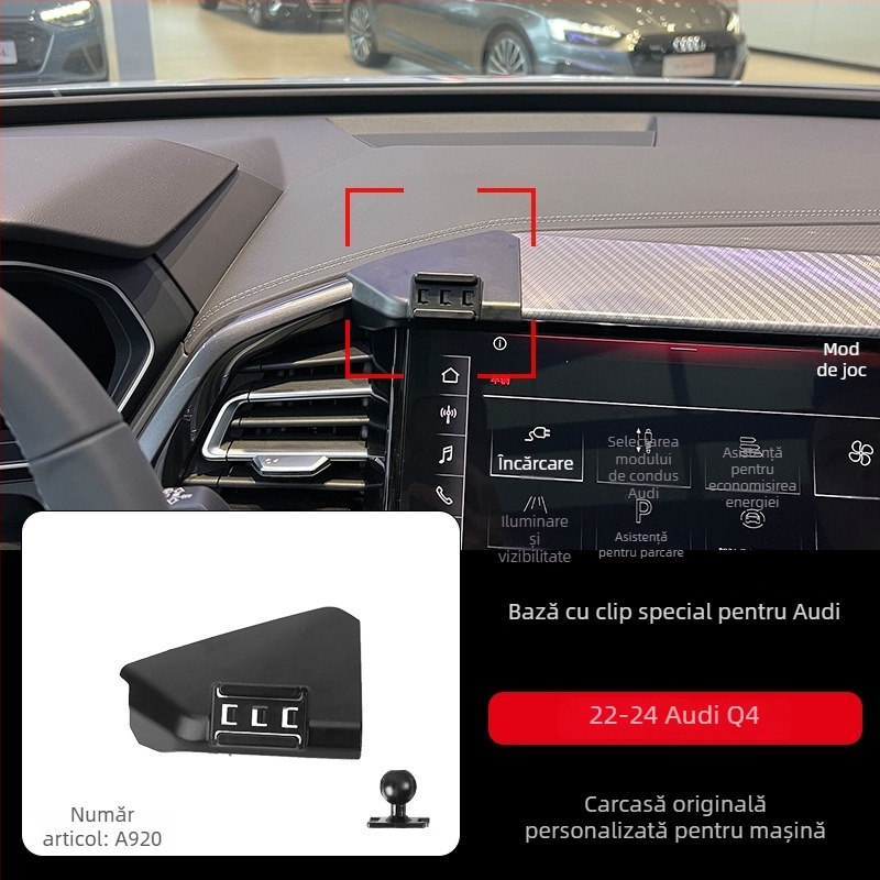 Suport de telefon pentru panoul de instrumente Audi cu bază snap-on, compatibil cu A3/A4L/A5/A6LL și Q2/Q3/Q5L/Q7