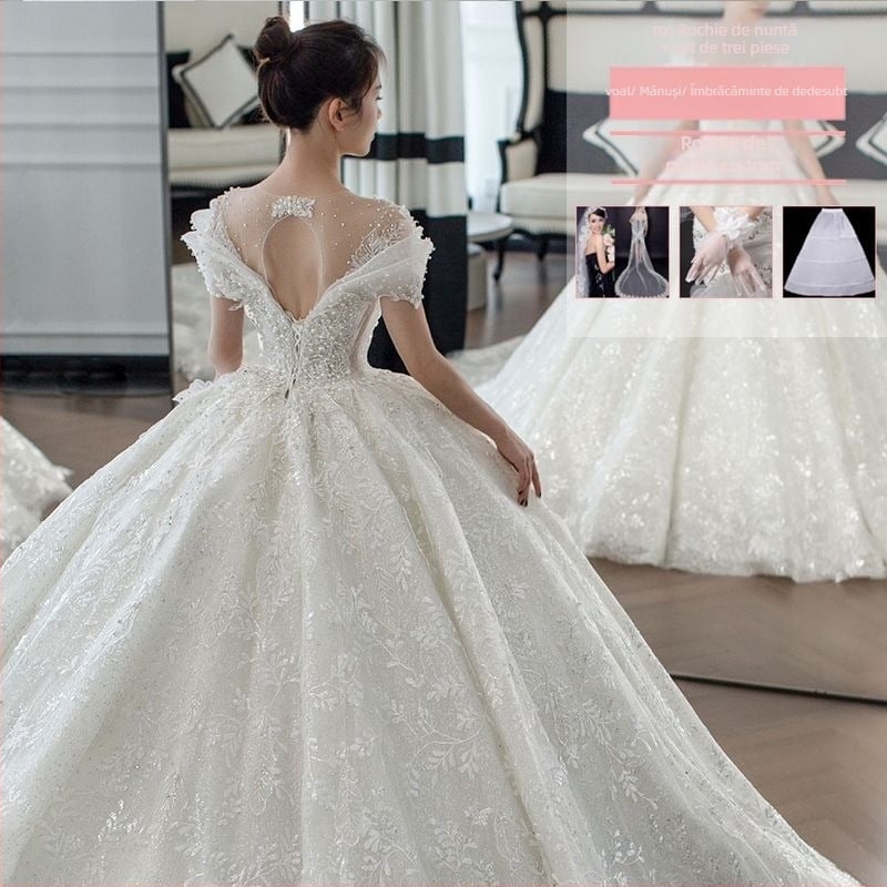 Rochie de mireasă pe un umăr, siluetă A-line, lungime mini, țesătură chenille cu spandex, primăvara 2024