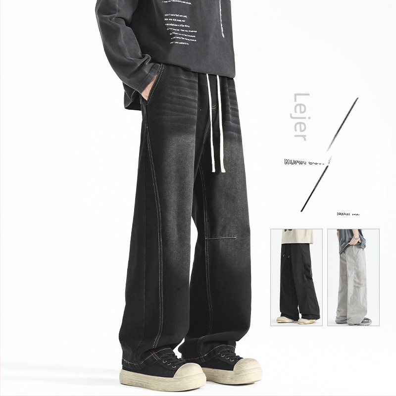 Jeansi din denim - croială dreaptă, talie medie, bumbac, ușoară elasticitate, stil tineresc