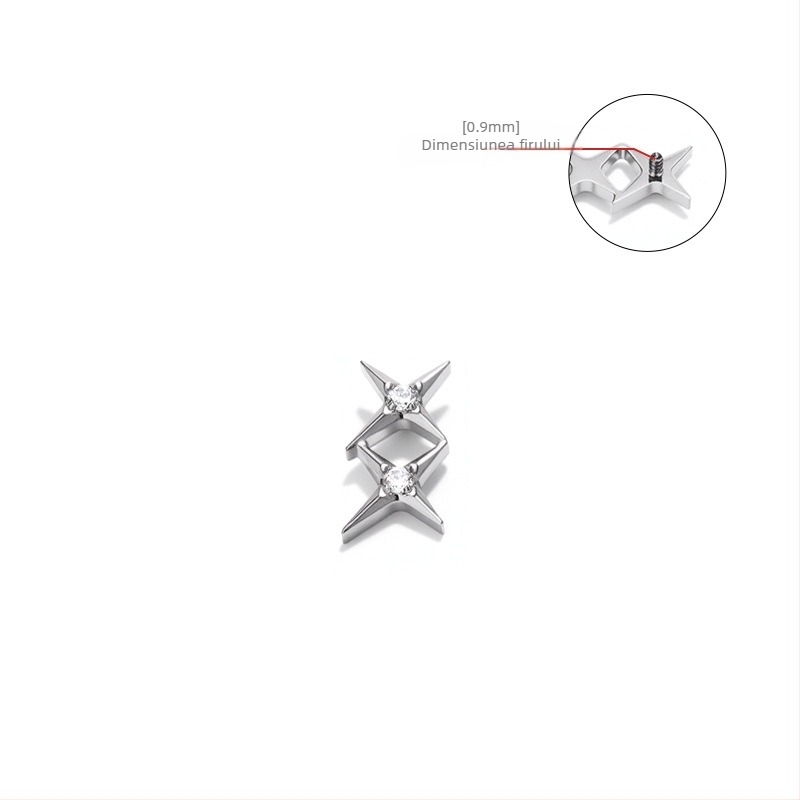 Bijuterii de piercing din aliaj de titan G23 – studuri geometrice pentru urechi, buze și buric; finisaj lustruit; unisex, stil minimalist