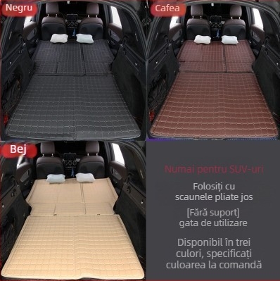 Saltea pentru bancheta din spate a mașinii — pat de călătorie pliabil, material PVC, Greutate 6, Sarcină maximă 800, Model 001, Potrivit pentru sedanuri și SUV-uri