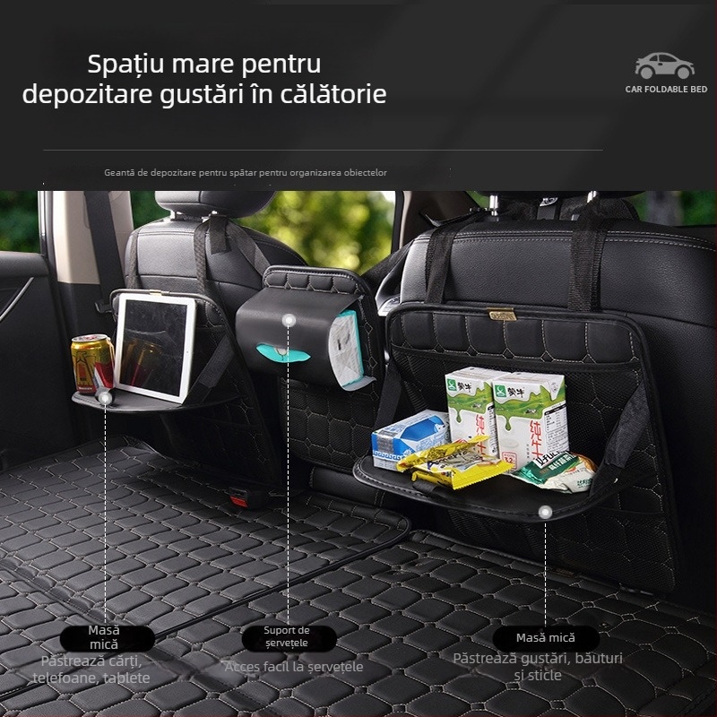 Saltea pentru bancheta din spate a mașinii — pat de călătorie pliabil, material PVC, Greutate 6, Sarcină maximă 800, Model 001, Potrivit pentru sedanuri și SUV-uri