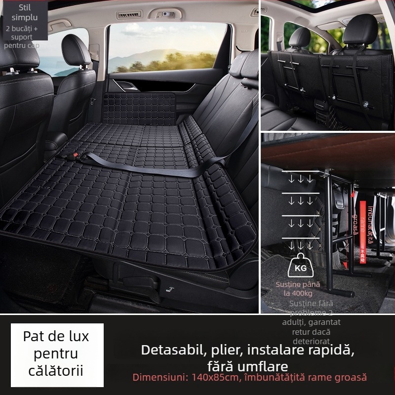 Saltea pentru bancheta din spate a mașinii — pat de călătorie pliabil, material PVC, Greutate 6, Sarcină maximă 800, Model 001, Potrivit pentru sedanuri și SUV-uri