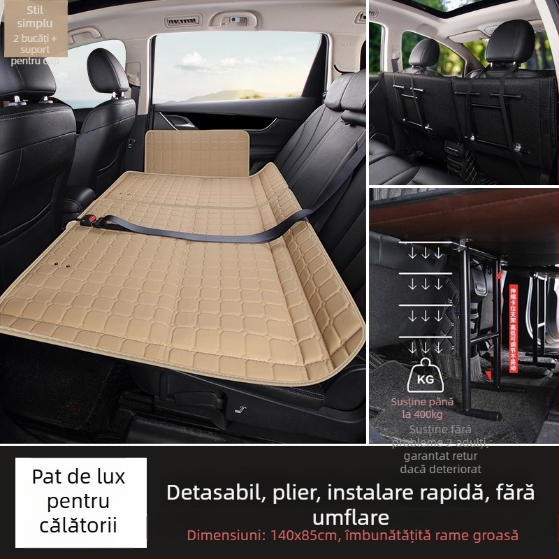 Saltea pentru bancheta din spate a mașinii — pat de călătorie pliabil, material PVC, Greutate 6, Sarcină maximă 800, Model 001, Potrivit pentru sedanuri și SUV-uri