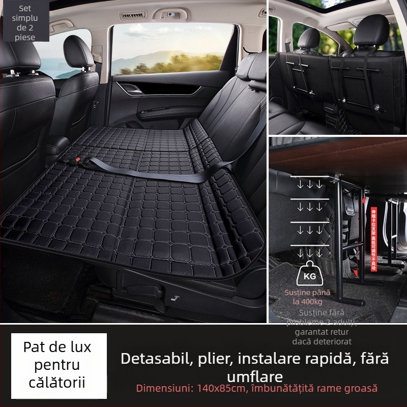 Saltea pentru bancheta din spate a mașinii — pat de călătorie pliabil, material PVC, Greutate 6, Sarcină maximă 800, Model 001, Potrivit pentru sedanuri și SUV-uri