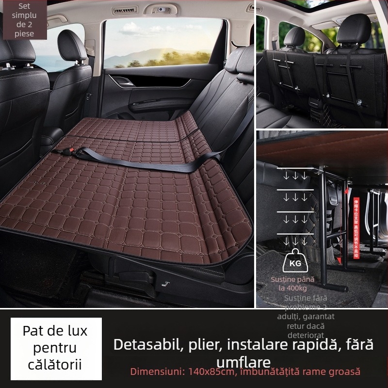 Saltea pentru bancheta din spate a mașinii — pat de călătorie pliabil, material PVC, Greutate 6, Sarcină maximă 800, Model 001, Potrivit pentru sedanuri și SUV-uri