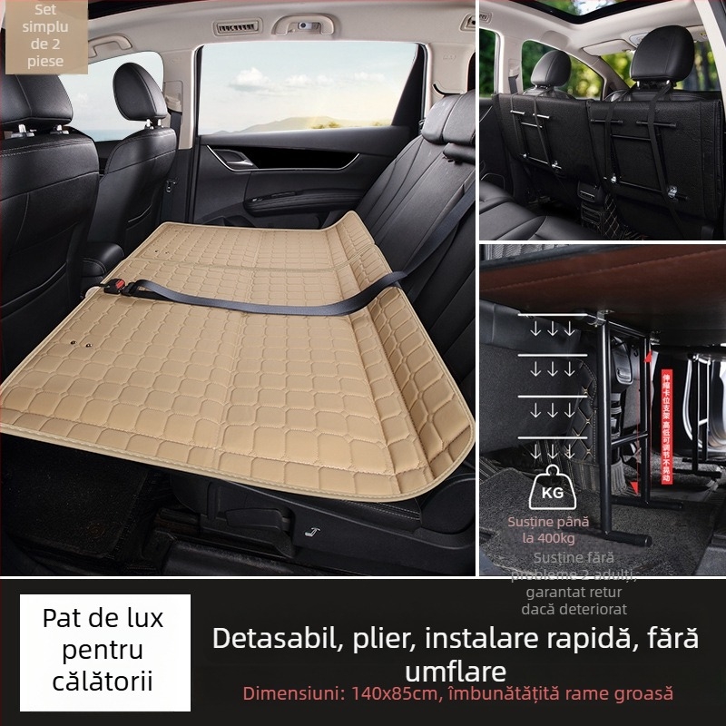 Saltea pentru bancheta din spate a mașinii — pat de călătorie pliabil, material PVC, Greutate 6, Sarcină maximă 800, Model 001, Potrivit pentru sedanuri și SUV-uri