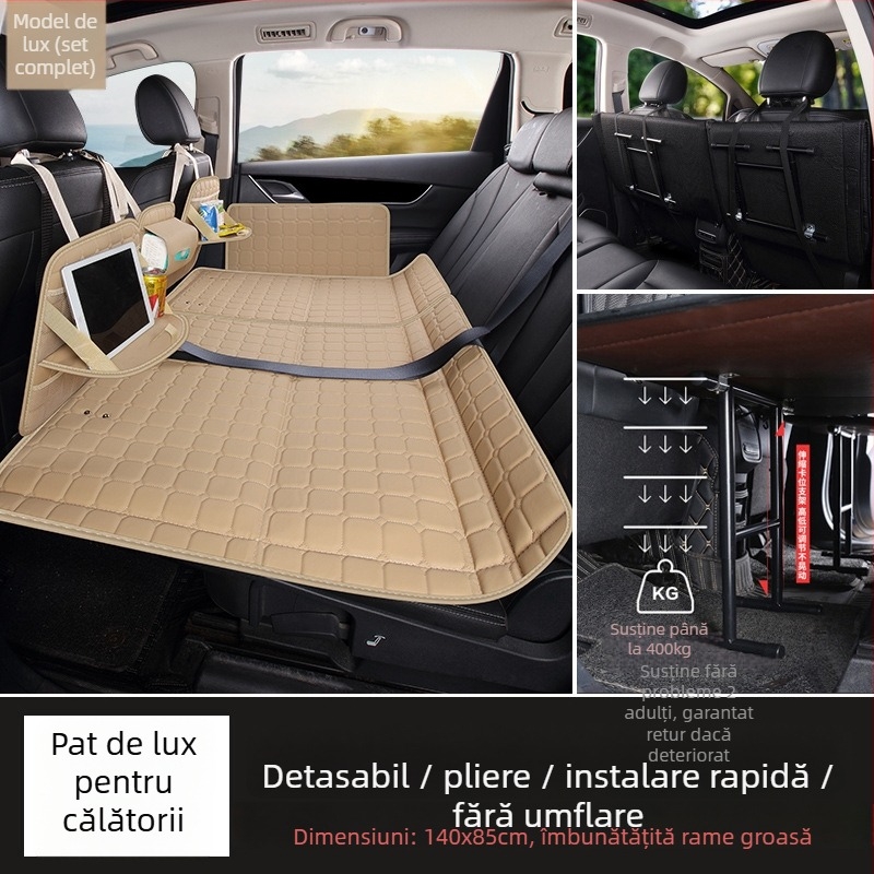 Saltea pentru bancheta din spate a mașinii — pat de călătorie pliabil, material PVC, Greutate 6, Sarcină maximă 800, Model 001, Potrivit pentru sedanuri și SUV-uri