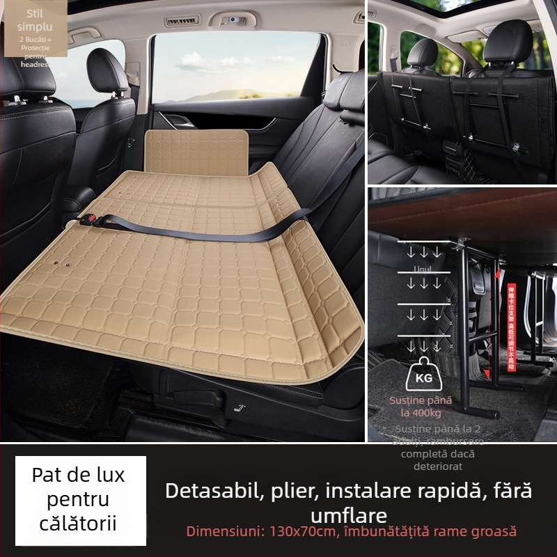 Saltea pentru bancheta din spate a mașinii — pat de călătorie pliabil, material PVC, Greutate 6, Sarcină maximă 800, Model 001, Potrivit pentru sedanuri și SUV-uri