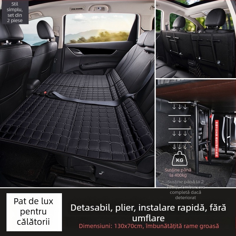 Saltea pentru bancheta din spate a mașinii — pat de călătorie pliabil, material PVC, Greutate 6, Sarcină maximă 800, Model 001, Potrivit pentru sedanuri și SUV-uri