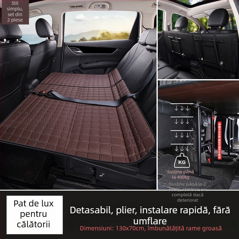 Saltea pentru bancheta din spate a mașinii — pat de călătorie pliabil, material PVC, Greutate 6, Sarcină maximă 800, Model 001, Potrivit pentru sedanuri și SUV-uri