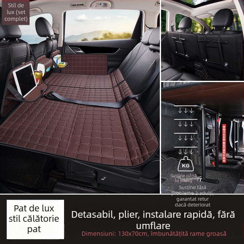 Saltea pentru bancheta din spate a mașinii — pat de călătorie pliabil, material PVC, Greutate 6, Sarcină maximă 800, Model 001, Potrivit pentru sedanuri și SUV-uri