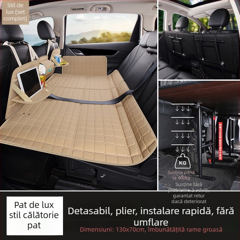Saltea pentru bancheta din spate a mașinii — pat de călătorie pliabil, material PVC, Greutate 6, Sarcină maximă 800, Model 001, Potrivit pentru sedanuri și SUV-uri