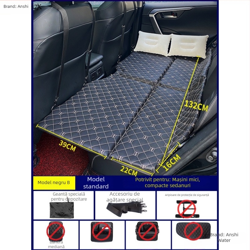 Saltea de dormit pliabil pentru mașină, pernă pliabilă pentru scaunul din spate pentru tururi autonome (Brand: An shishui; Material: piele artificială; Compatibilitate: alte modele; Metodă de umflare: altă)