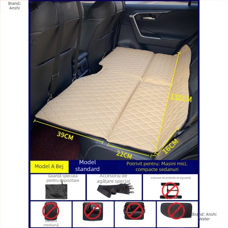 Saltea de dormit pliabil pentru mașină, pernă pliabilă pentru scaunul din spate pentru tururi autonome (Brand: An shishui; Material: piele artificială; Compatibilitate: alte modele; Metodă de umflare: altă)