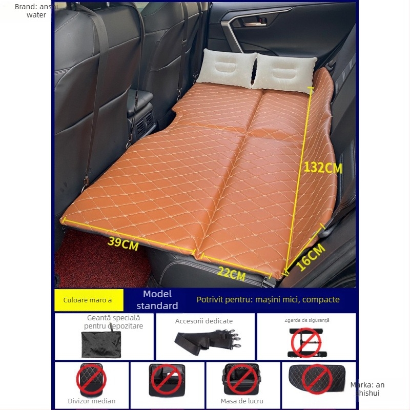 Saltea de dormit pliabil pentru mașină, pernă pliabilă pentru scaunul din spate pentru tururi autonome (Brand: An shishui; Material: piele artificială; Compatibilitate: alte modele; Metodă de umflare: altă)