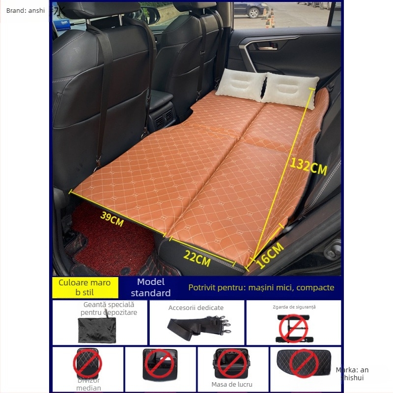 Saltea de dormit pliabil pentru mașină, pernă pliabilă pentru scaunul din spate pentru tururi autonome (Brand: An shishui; Material: piele artificială; Compatibilitate: alte modele; Metodă de umflare: altă)