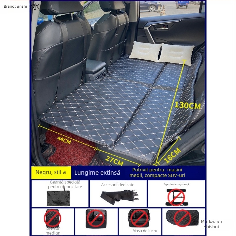 Saltea de dormit pliabil pentru mașină, pernă pliabilă pentru scaunul din spate pentru tururi autonome (Brand: An shishui; Material: piele artificială; Compatibilitate: alte modele; Metodă de umflare: altă)
