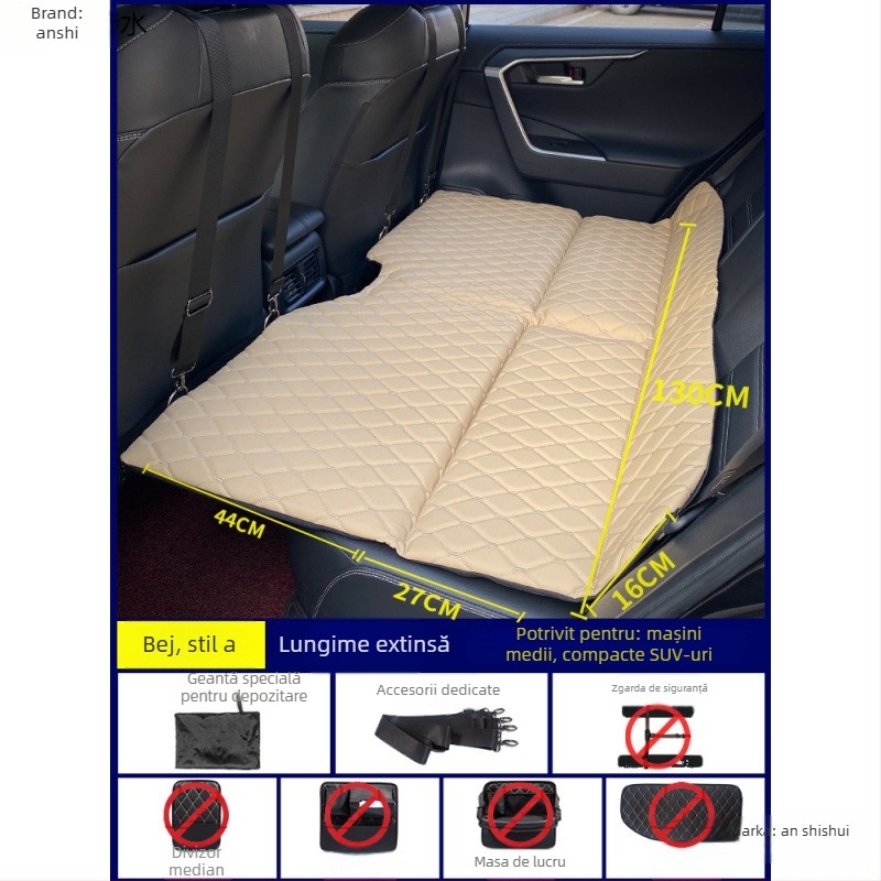 Saltea de dormit pliabil pentru mașină, pernă pliabilă pentru scaunul din spate pentru tururi autonome (Brand: An shishui; Material: piele artificială; Compatibilitate: alte modele; Metodă de umflare: altă)